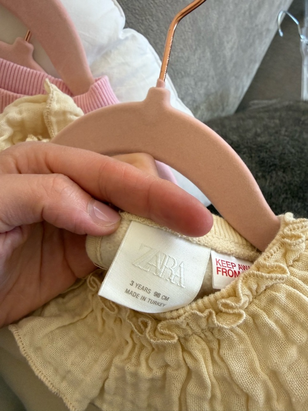 Zara Light Cream Ruffle Neck Top - Picture 5 of 5